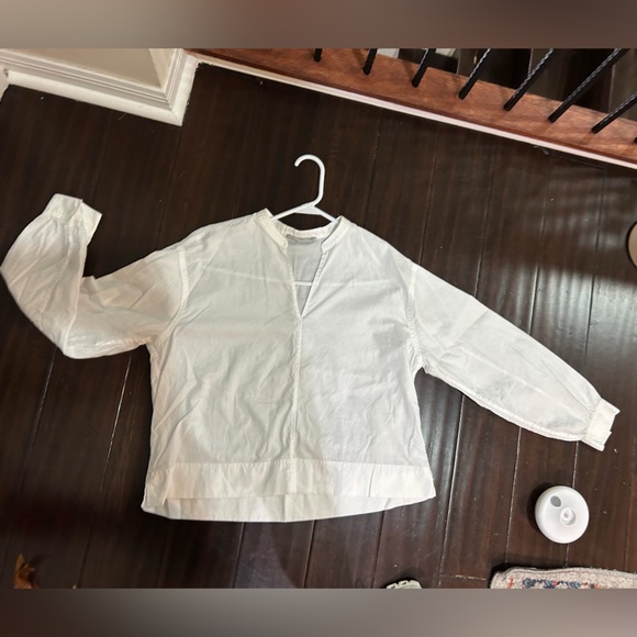 Everlane White Long Sleeve Top Banded Collar 6 - Picture 2 of 7